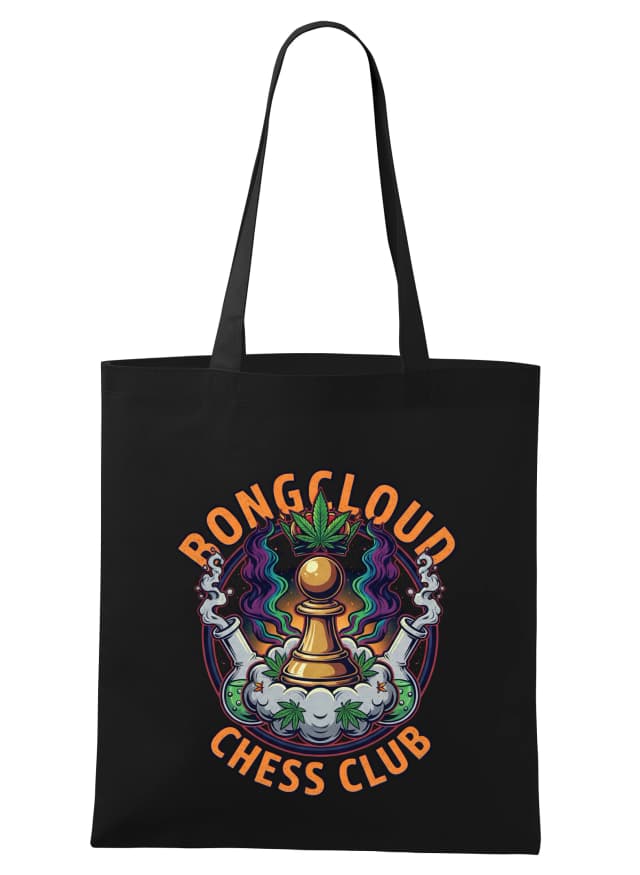 Nákupná taška Bongcloud Šachový Klub Dym Odpočinok A Zlatý Pešiak