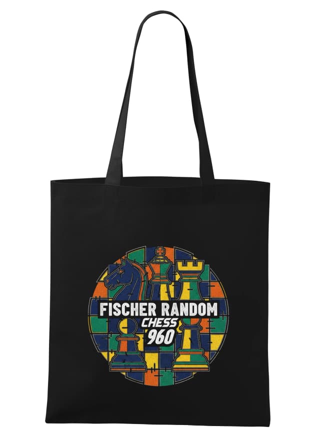 Nákupná taška Retro Šachový Motív Fischer Random Chess 960 S Farebnou Mozaikou