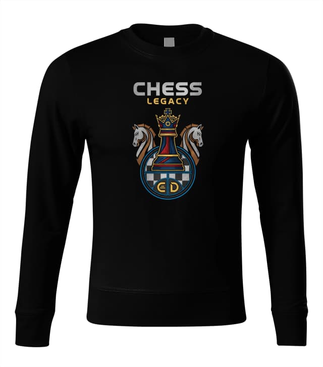 Mikina bez kapucne Chess Legacy Šachová Koruna A Jazdecké Dedičstvo