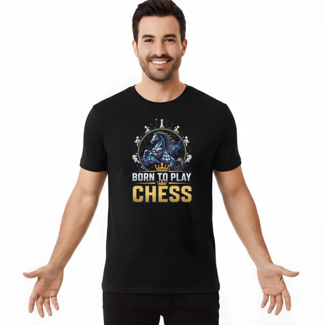 Pánske tričko Kráľovský Šachový Jazdec Z Hviezd Born To Play Chess