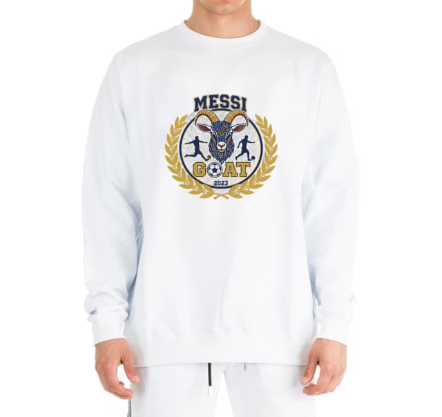 Mikina bez kapucne Messi Goat Zlatá Futbalová Legenda Víťaz 2023 Kráľ Ihrisko