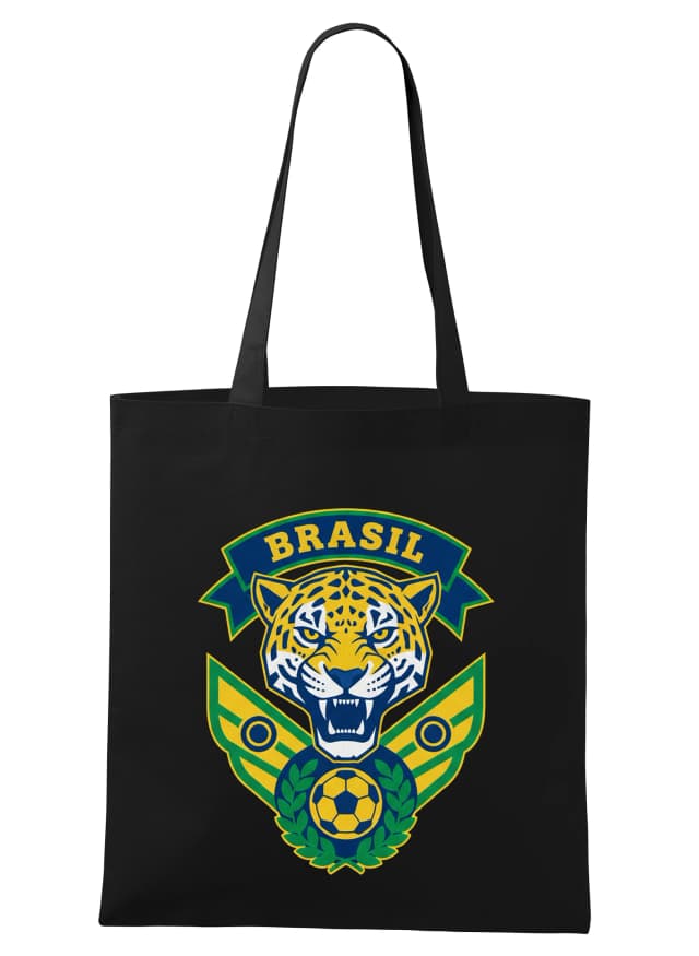 Nákupná taška Emblém Divokého Jaguára Brazil Sila Hrdosť A Futbalová Vášeň