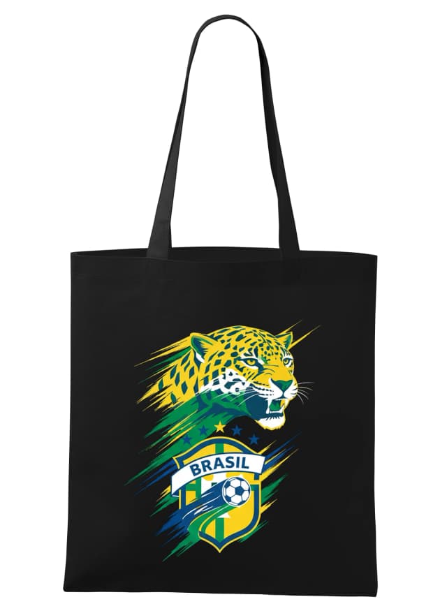 Nákupná taška Divoký Jaguár Brazil Sila Samba A Zlatý Futbalový Štít
