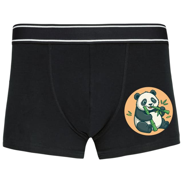 Boxerky Roztomilá Panda Pojedá Bambus Veselá A Priateľská Ilustrácie