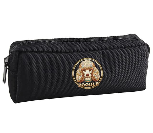 Školský peračník Elegantný Kučeravý Poodle V Zlatom Ozdobnom Kruhu Pre Milovníkov Psov