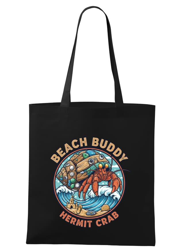 Nákupná taška Roztomilý Plážový Kamarát Beach Buddy Hermit Crab Na Vlnách