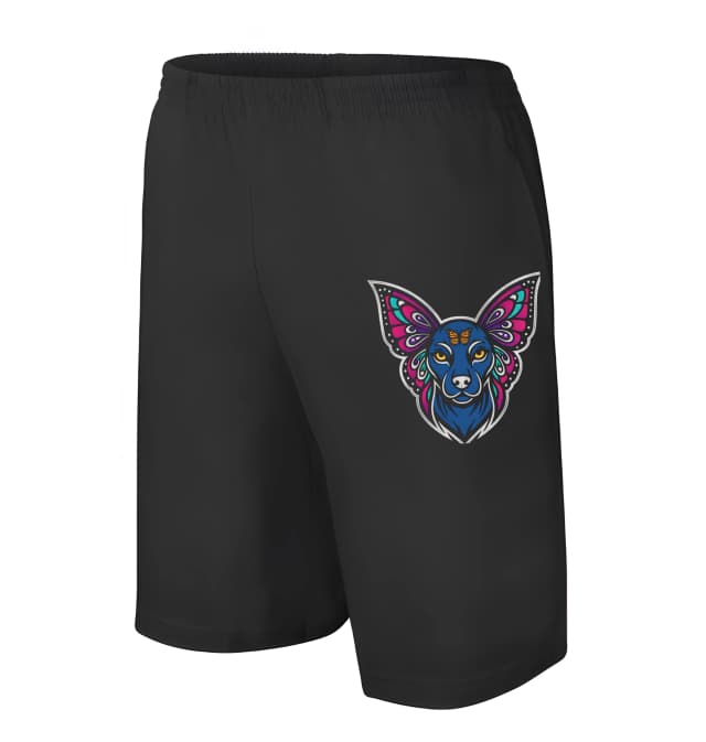 Pánske/detské kraťasy Nočný Papillon Mystický Pes S Motýlími Krídlami A Žiarivými Farbami