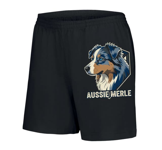 Dámske šortky Hrdý Aussie Merle Modrý Pastiersky Portrét V Emblémovom Štýle
