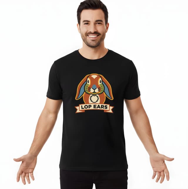 Pánske tričko Roztomilý Trpasličí Králik Lop Ears Retro Logo S Visiacimi Ušima Pre Fanúšikov