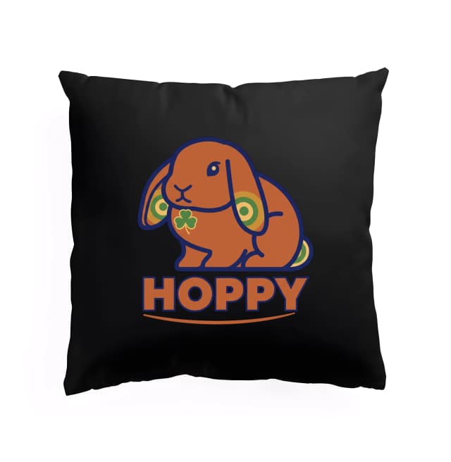 Vankúš Hoppy Oranžový Zajačik S Írskym Trojlístkom A Retro Kruhy