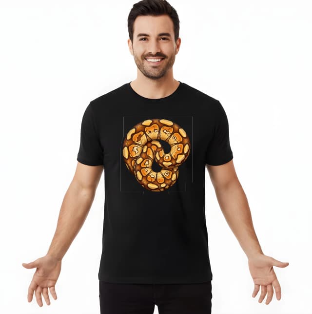 Pánske tričko Zlatý Hadí Ornament Ball Python Elegantný Krútený Prírodný Vzor