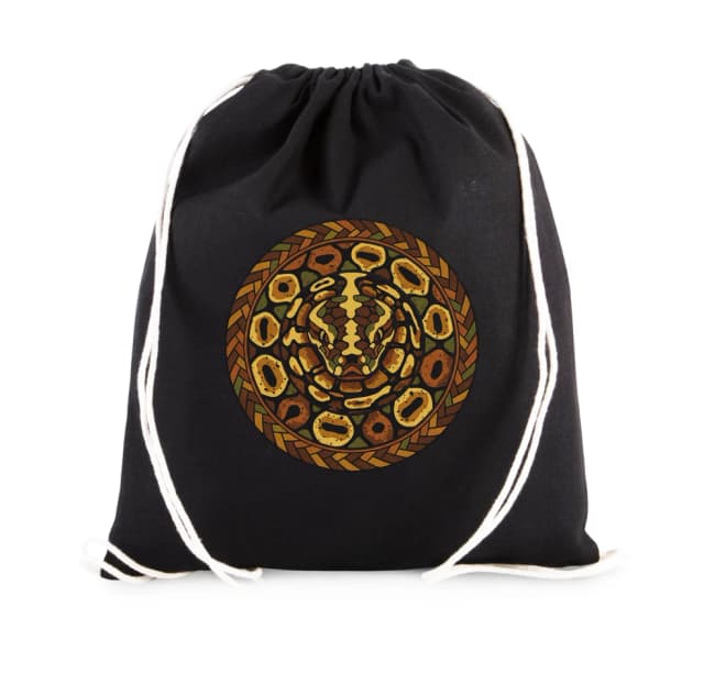 Vak na chrbát Ball Python Mandala Zlatý Mozaikový Motív S Prírodnými Vzory A Štruktúrami