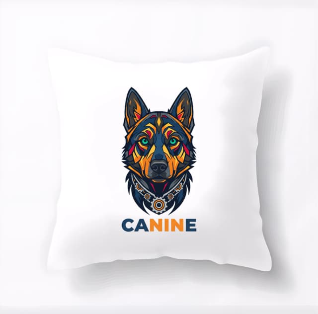 Vankúš Canine Mechanický Vlk Farebná Geometrická Ilustrácia Pro Logo A Branding