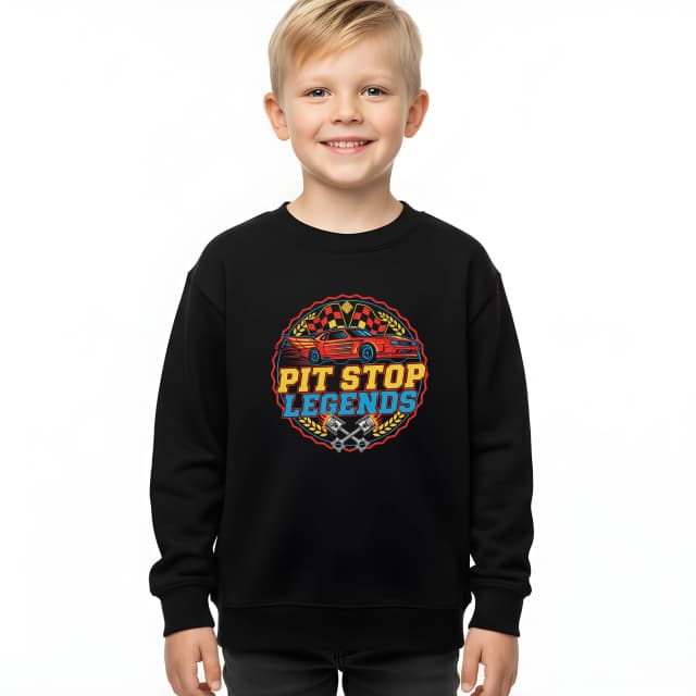 Detská mikina Pit Stop Legends Retro Závodné Vášeň A Oheň Piestov