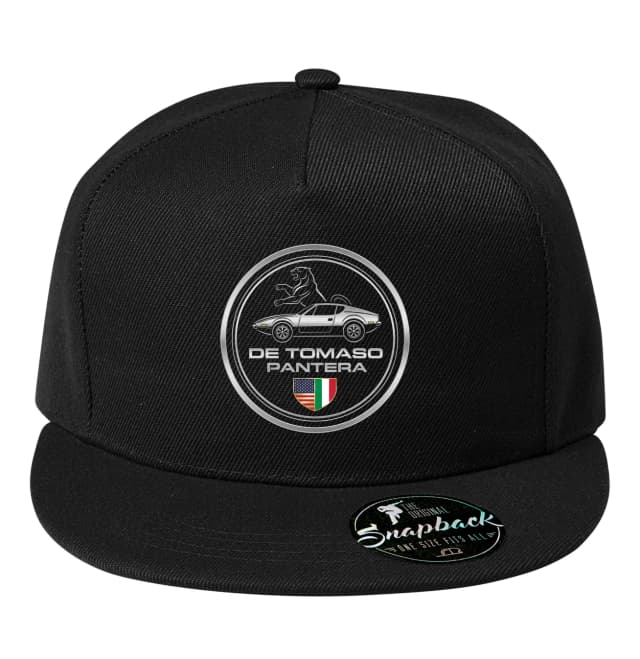 Snapback Lesklý Chrómový Emblém De Tomaso Pantera S Talianskoamerickým Erbom