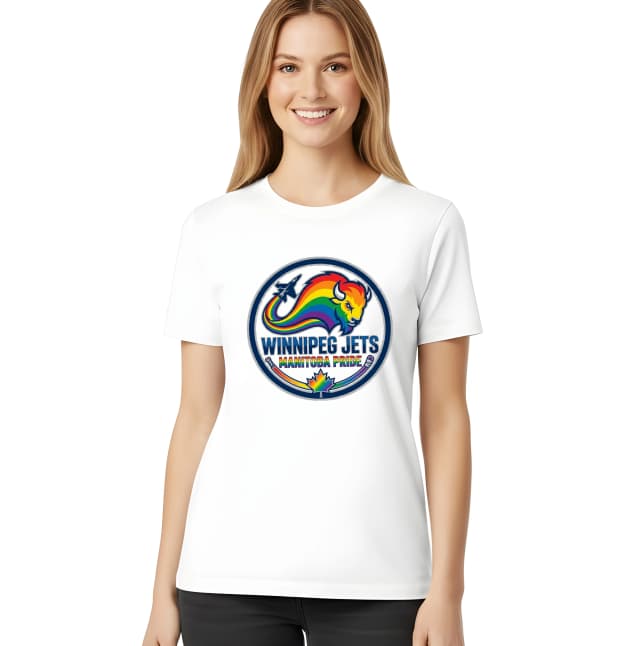 Dámske tričko Winnipeg Jets Manitoba Pride Dúhový Bizon Sila A Hrdosť