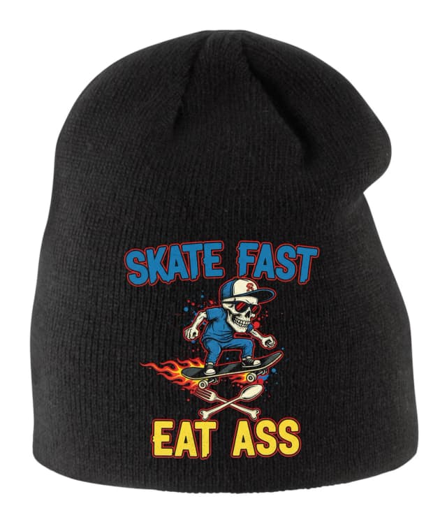 Detská zimná čiapka Skate Fast Lebka Na Skejte S Plamene A Príborom