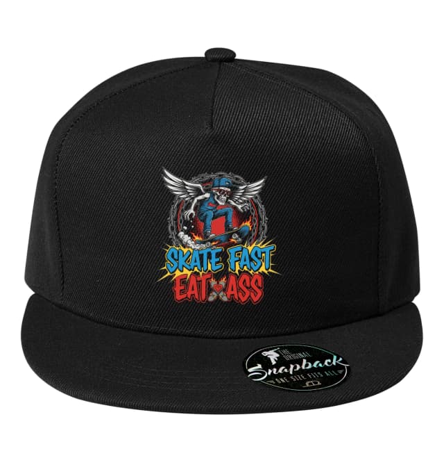 Snapback Skate Fast Kostlivec S Krídlami Ohnivým Skateboardom A Ostnatým Drôtom