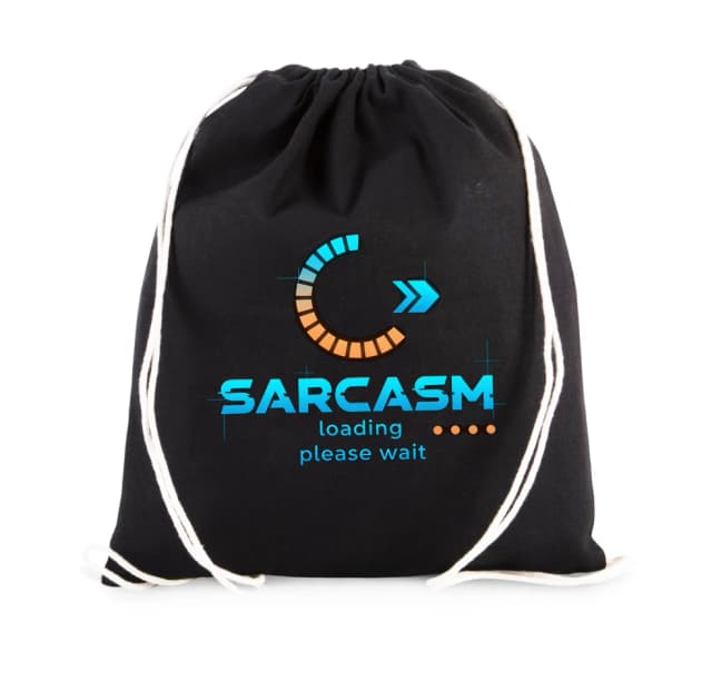 Vak na záda Sarcasm Načítání Ironie S Neonovým Zábleskem Prosím Počkejte