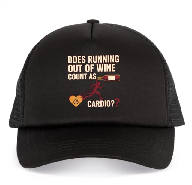 Trucker čiapky Vyprázdniť Fľaša Vína Sa Počíta Ako Cardio Vtipný Motív
