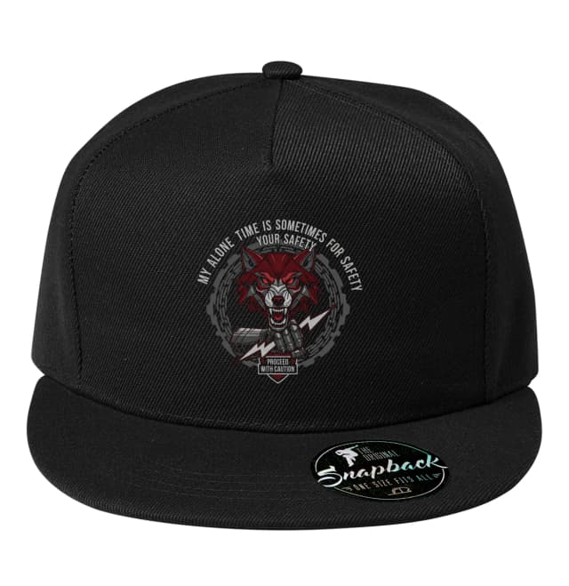 Snapback Osamělý Mechanický Vlk Varuje Moje Samota Chrání Vaše Bezpečí Postupujte Opatrně