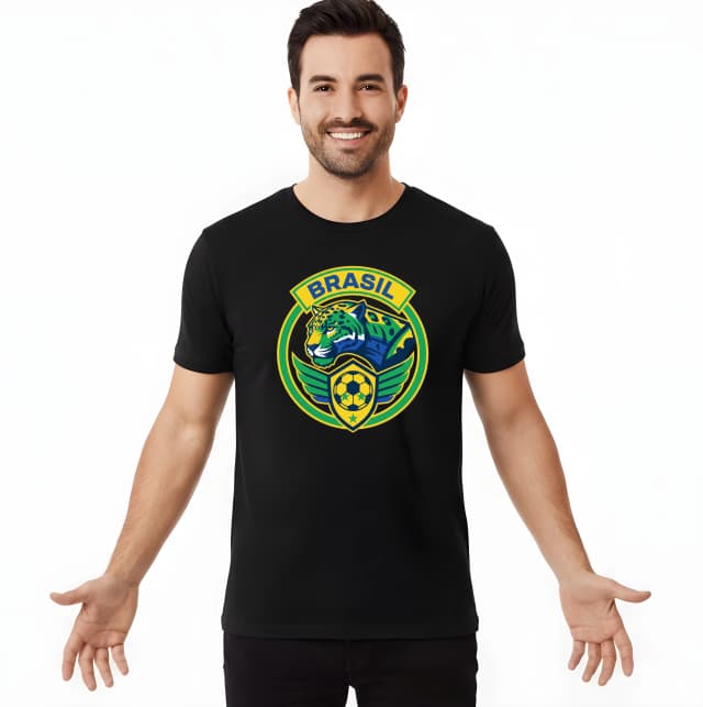 Pánske tričko Brazílsky Jaguár Emblém Futbalové Hrdosti Samba A Krídla Víťazov