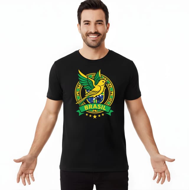 Pánske tričko Kanárkové Srdce Brasil Zlatá Sila Futbalu A Hrdosť Pre Fanúšikov