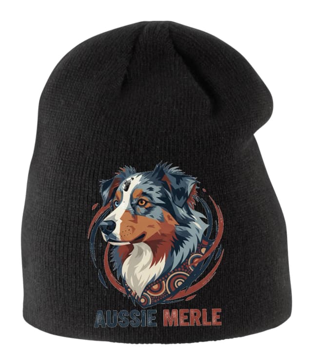 Detská zimná čiapka Aussie Merle Vznešený Modrý Ovčiak S Bohatým Ornamentálnym Portrétom