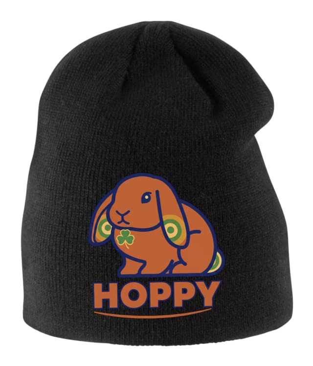 Detská zimná čiapka Hoppy Oranžový Králiček S Írskym Trojlístkom A Retro Kruhy