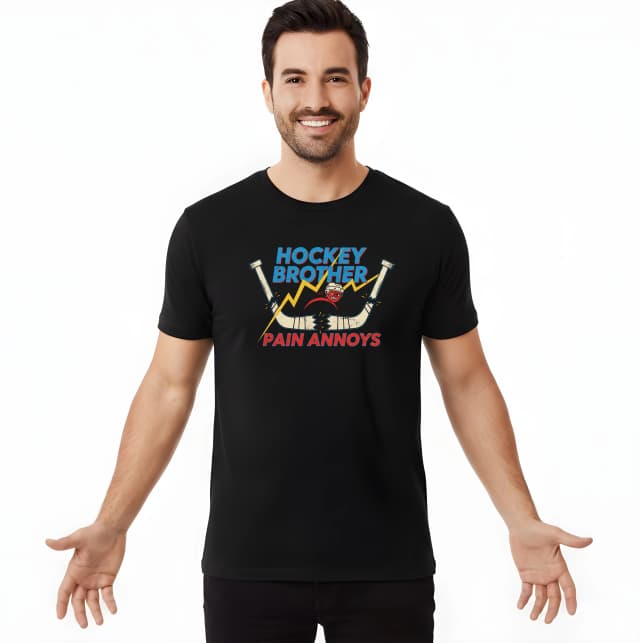 Pánske tričko Hockey Brother Naštvaný Hráč Zlomené Hokejky A Blesk